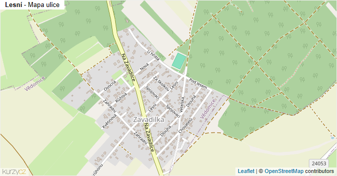 Lesní - mapa ulice