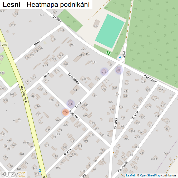 Mapa Lesní - Firmy v ulici.