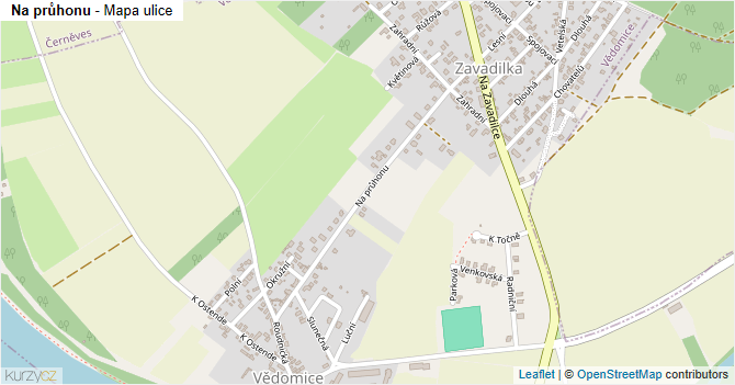 Na průhonu - mapa ulice