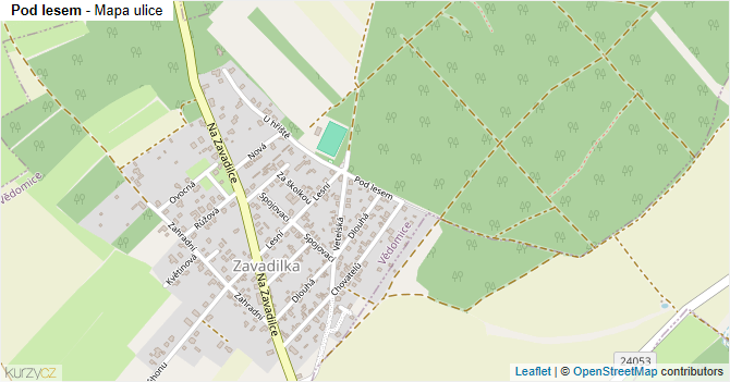 Pod lesem - mapa ulice