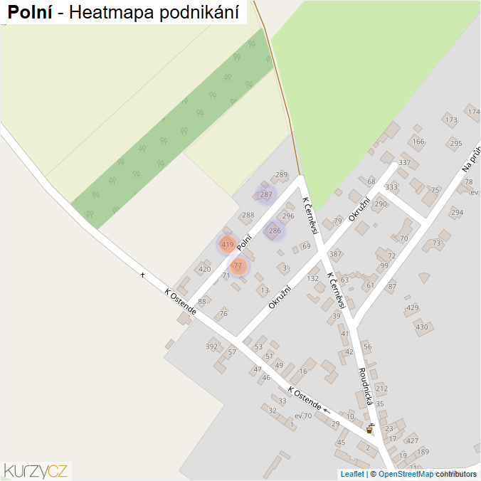 Mapa Polní - Firmy v ulici.