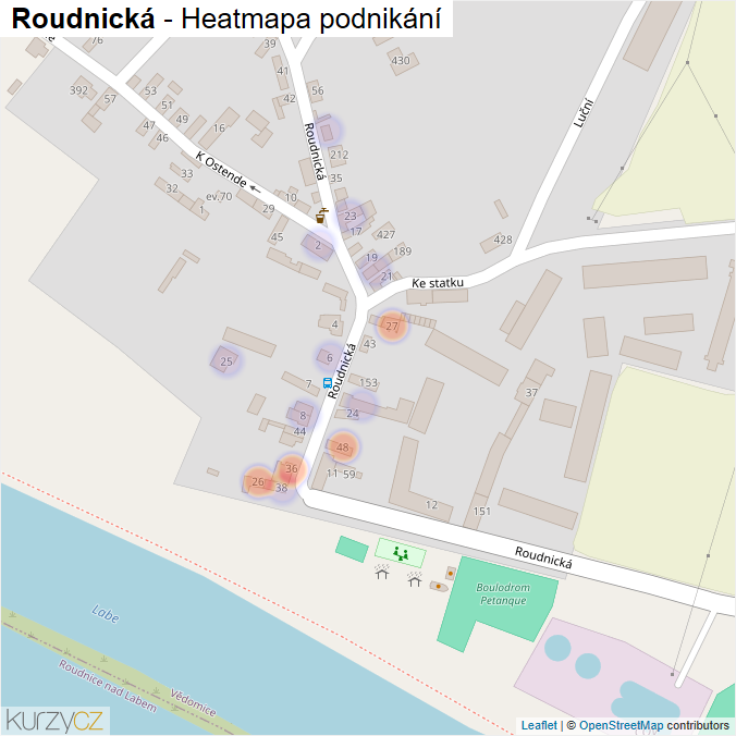 Mapa Roudnická - Firmy v ulici.