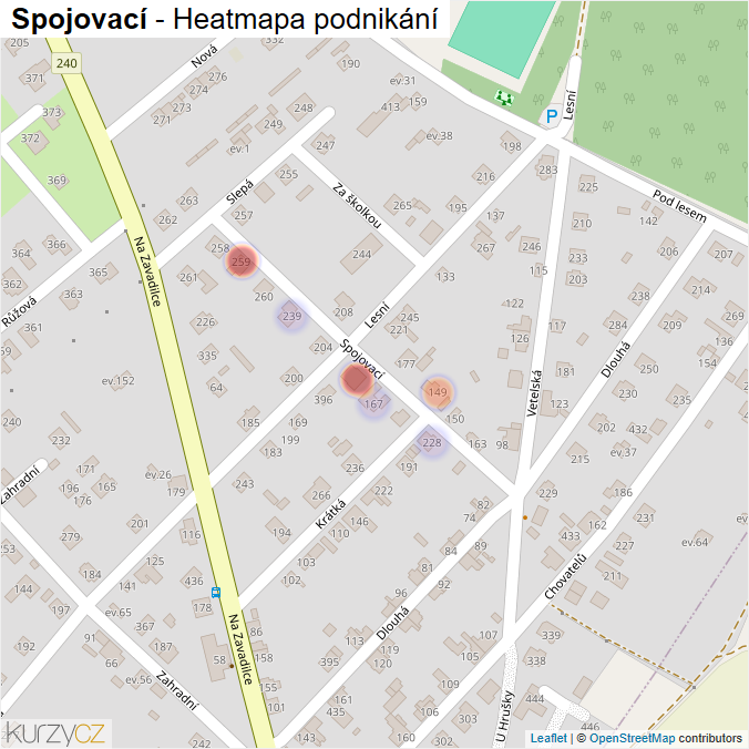 Mapa Spojovací - Firmy v ulici.