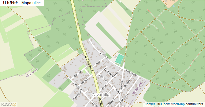 U hřiště - mapa ulice