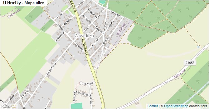 U Hrušky - mapa ulice