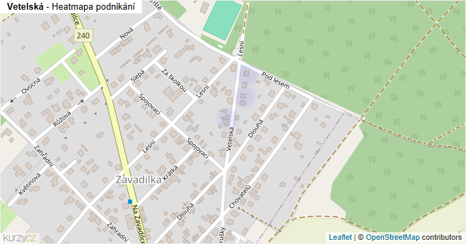 Vetelská - mapa podnikání
