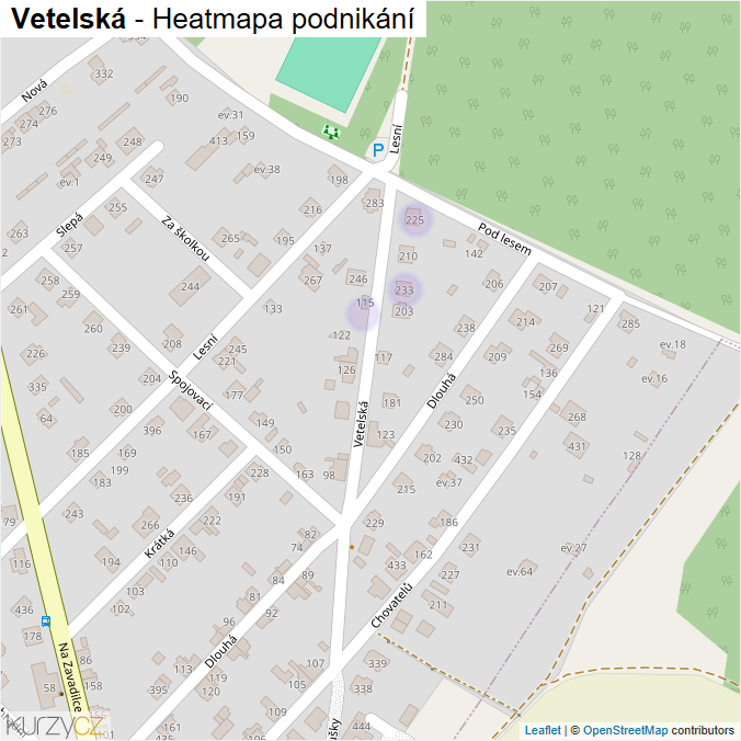 Mapa Vetelská - Firmy v ulici.