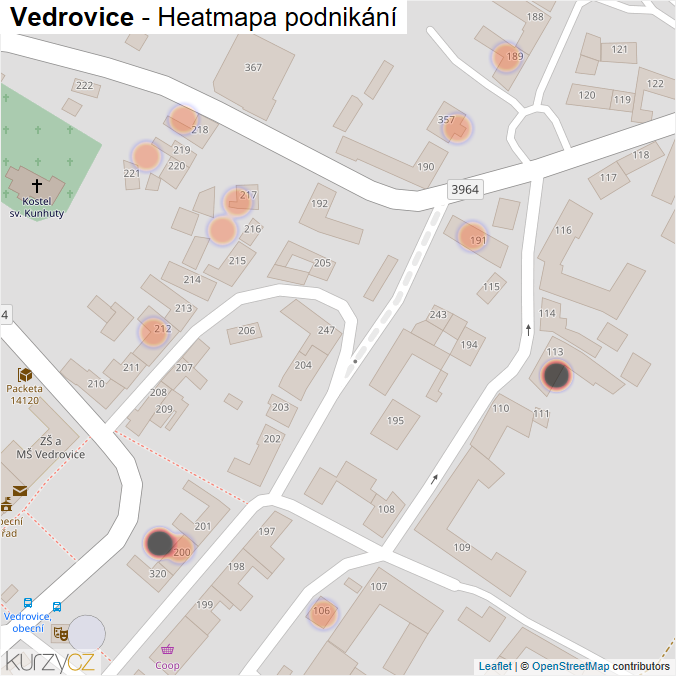 Mapa Vedrovice - Firmy v obci.