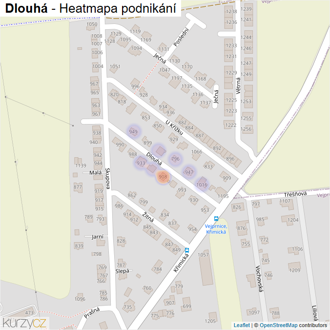 Mapa Dlouhá - Firmy v ulici.