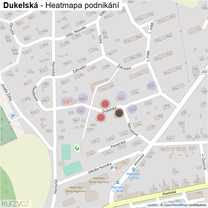 Mapa Dukelská - Firmy v ulici.