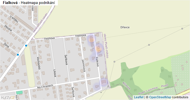 Fialková - mapa podnikání