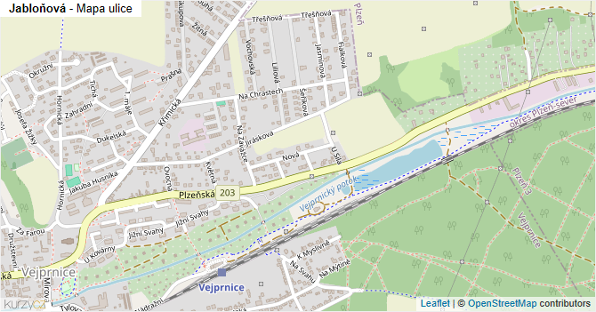 Jabloňová - mapa ulice