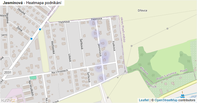 Jasmínová - mapa podnikání