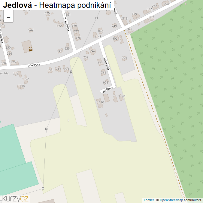Mapa Jedlová - Firmy v ulici.