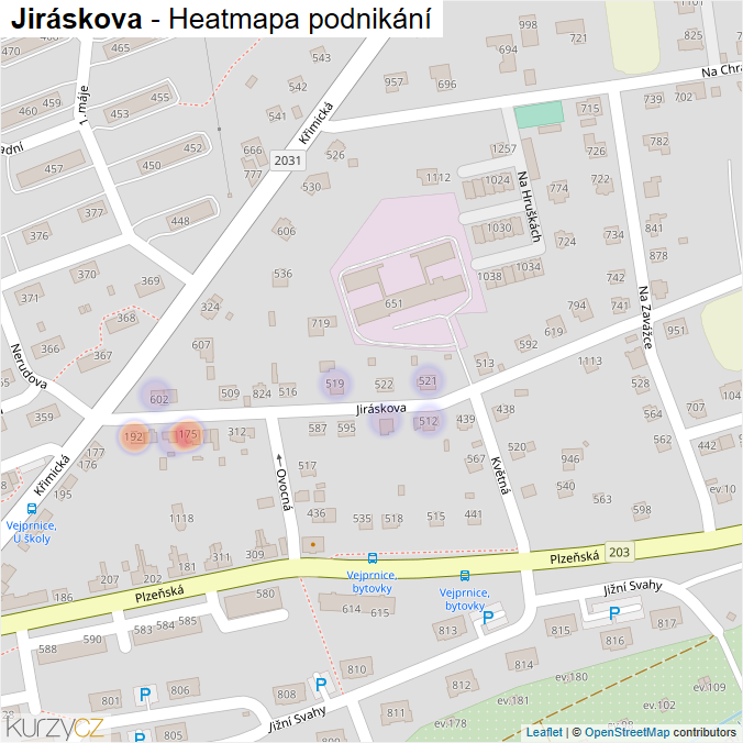 Mapa Jiráskova - Firmy v ulici.