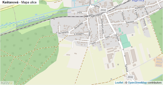 Kaštanová - mapa ulice