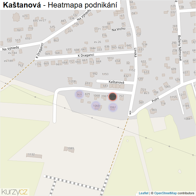 Mapa Kaštanová - Firmy v ulici.