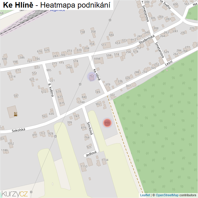 Mapa Ke Hlíně - Firmy v ulici.