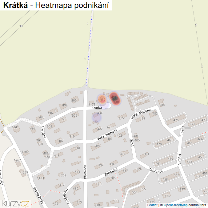 Mapa Krátká - Firmy v ulici.