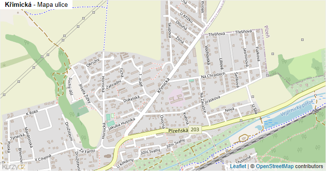 Křimická - mapa ulice