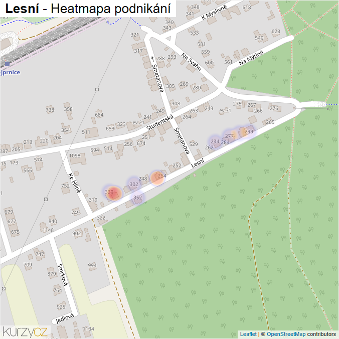 Mapa Lesní - Firmy v ulici.