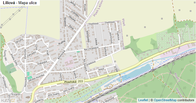Liliová - mapa ulice