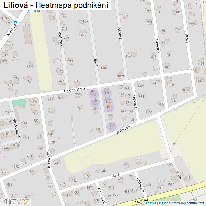 Mapa Liliová - Firmy v ulici.