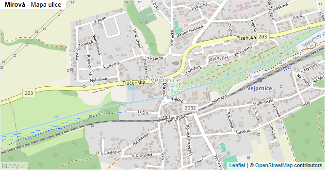 Mírová - mapa ulice