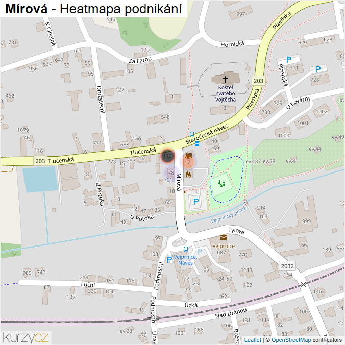 Mapa Mírová - Firmy v ulici.