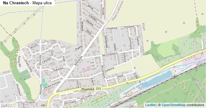 Na Chrastech - mapa ulice