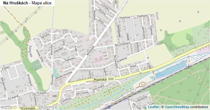 Na Hruškách - mapa ulice