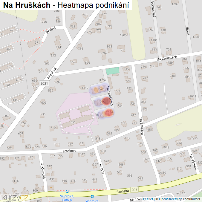 Mapa Na Hruškách - Firmy v ulici.