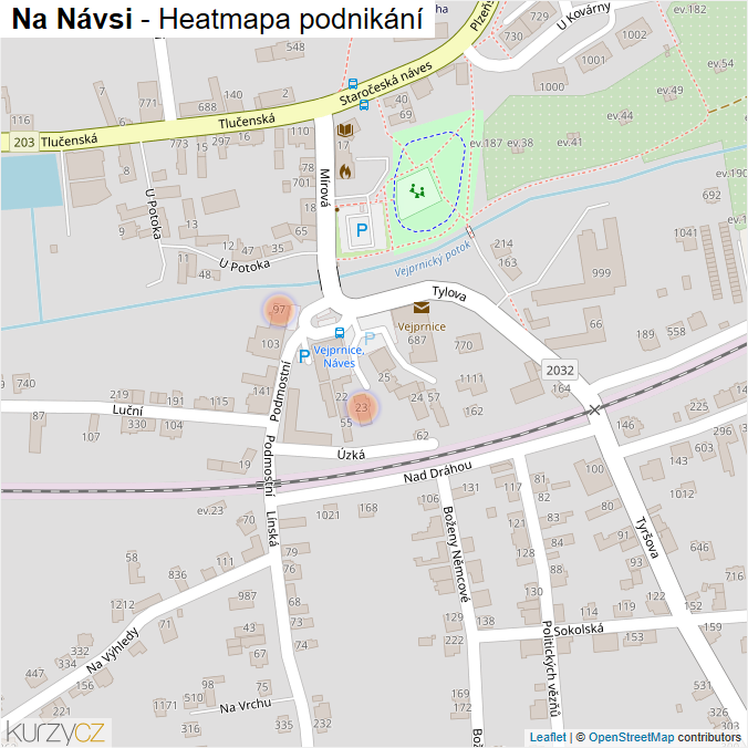 Mapa Na Návsi - Firmy v ulici.