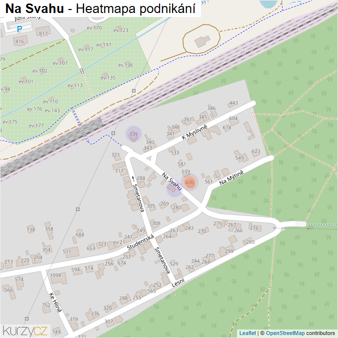 Mapa Na Svahu - Firmy v ulici.