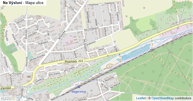 Na Výsluní - mapa ulice