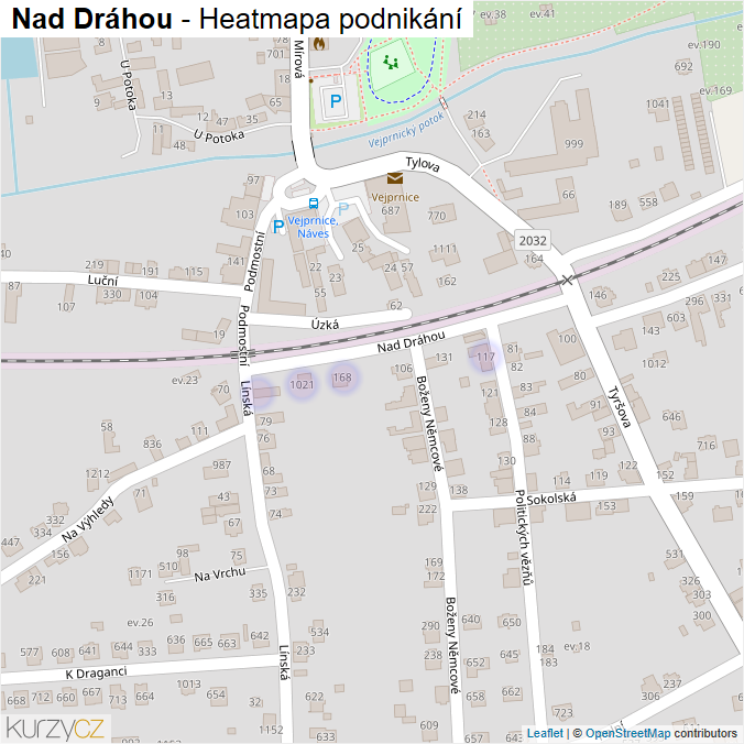 Mapa Nad Dráhou - Firmy v ulici.