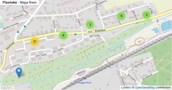 Plzeňská - mapa firem