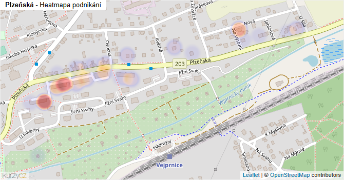 Plzeňská - mapa podnikání