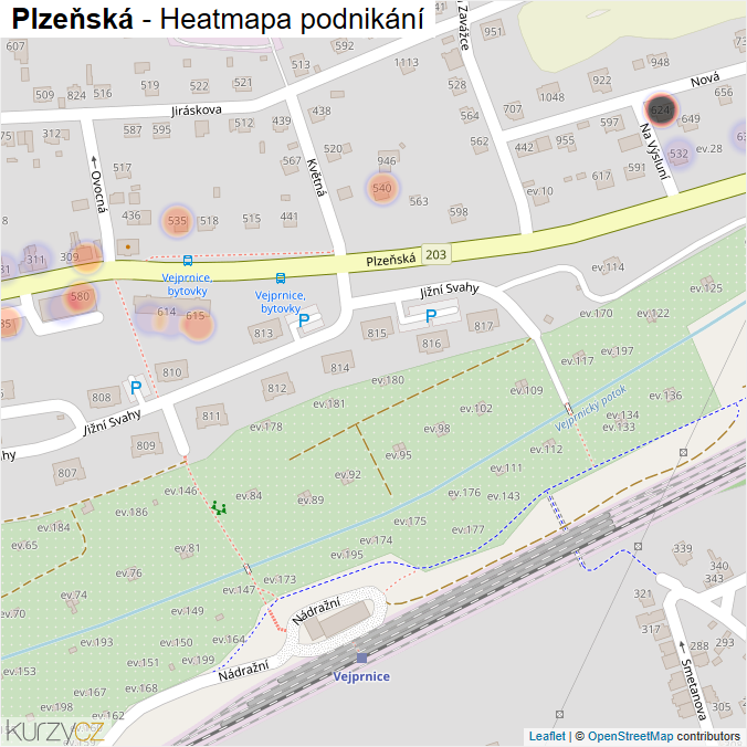 Mapa Plzeňská - Firmy v ulici.