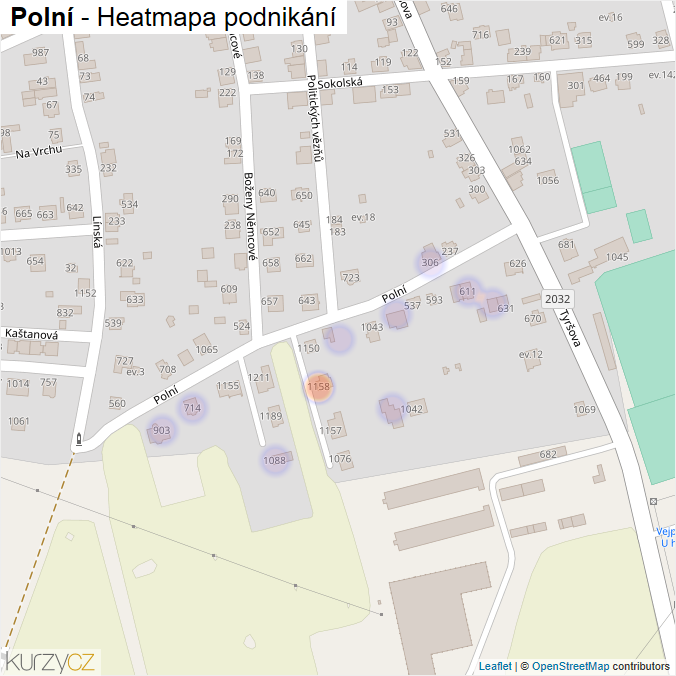 Mapa Polní - Firmy v ulici.
