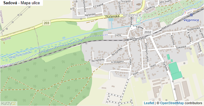 Sadová - mapa ulice