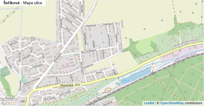 Šeříková - mapa ulice