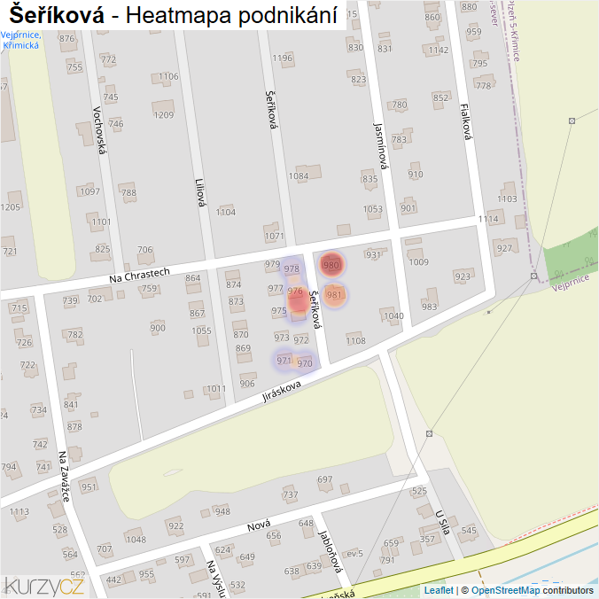 Mapa Šeříková - Firmy v ulici.