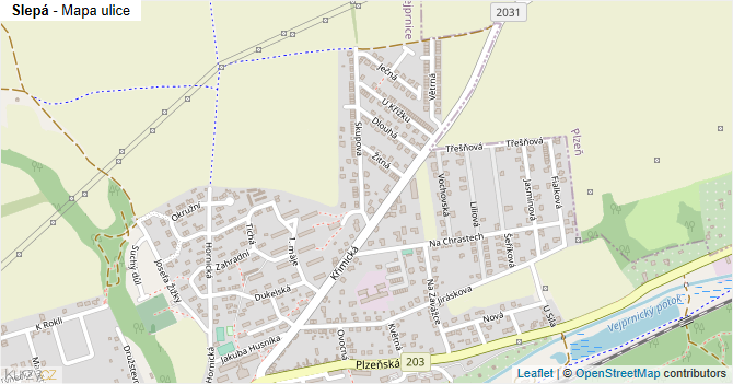 Slepá - mapa ulice