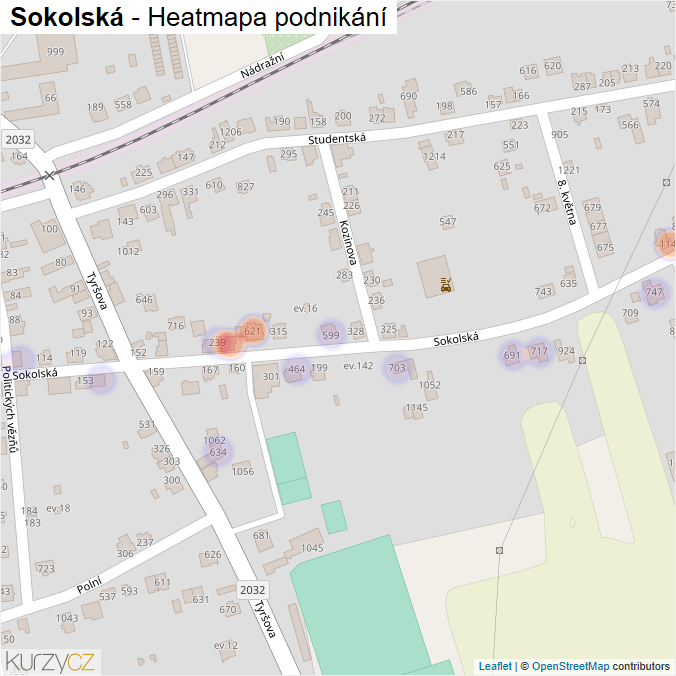 Mapa Sokolská - Firmy v ulici.