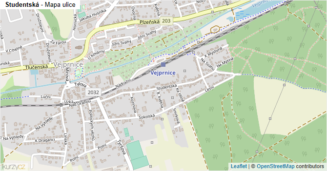 Studentská - mapa ulice