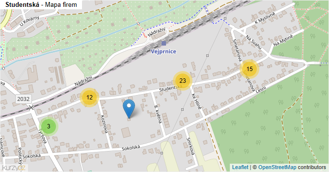 Studentská - mapa firem