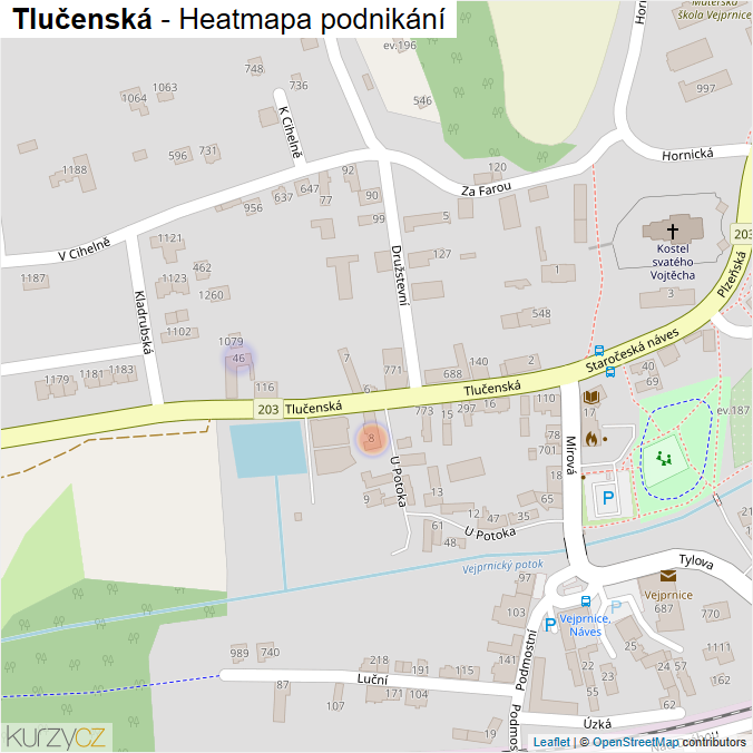 Mapa Tlučenská - Firmy v ulici.
