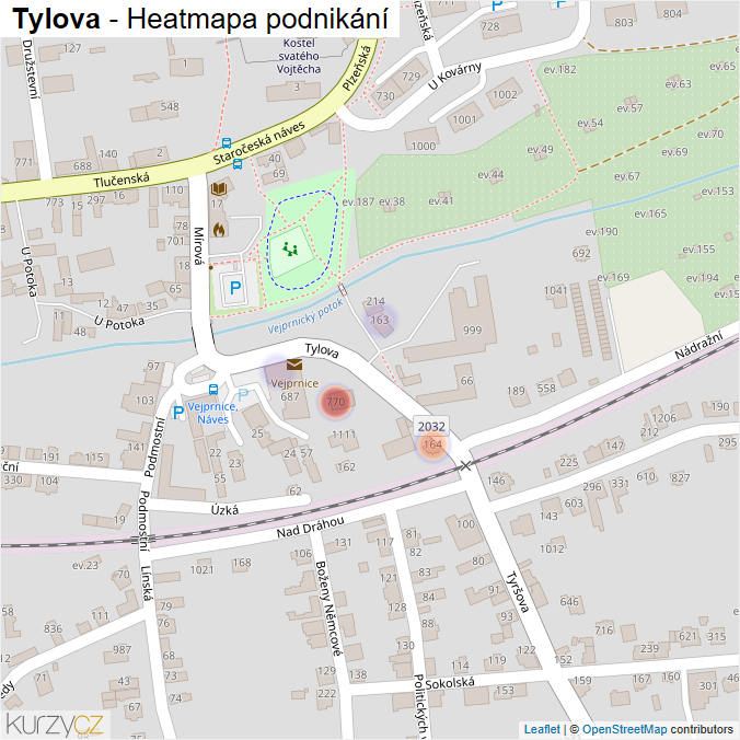 Mapa Tylova - Firmy v ulici.