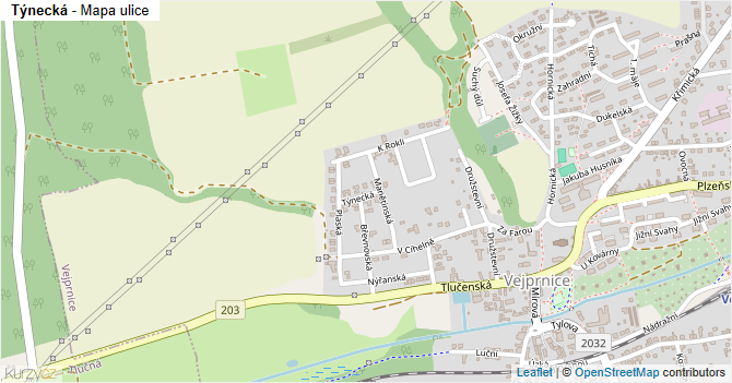 Týnecká - mapa ulice